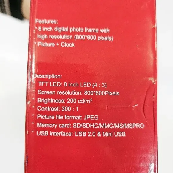 NIB VistaQuest VQ0801W 8" Remote Control Digital Picture Frame Black In Box - Picture 9 of 9